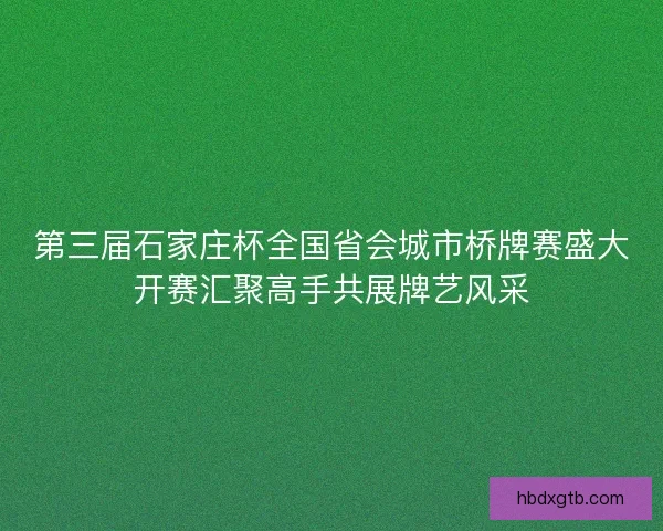 第三届石家庄杯全国省会城市桥牌赛盛大开赛汇聚高手共展牌艺风采